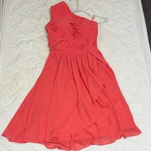 Elegant Coral One Shoulder Dress
